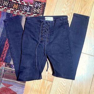 Free People Lace-Up Skinny Jeans